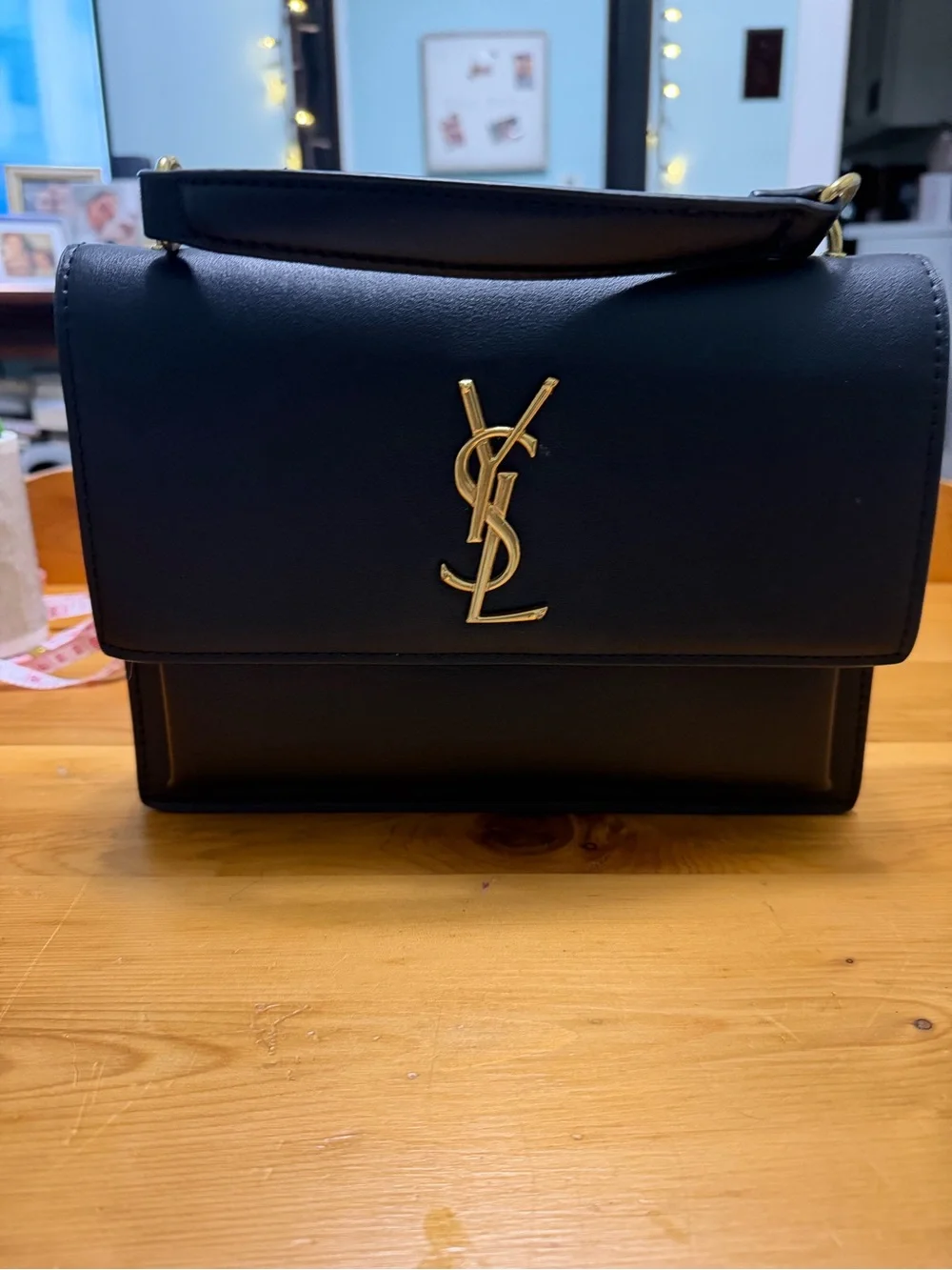 Fashion Inspired Black Leather Top-Handle Crossbody Bag - Picture 1 of 9